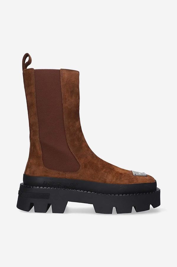 MISBHV Gležnjače od brušene kože MISBHV The 2000 Chelsea za žene, boja: smeđa, s platformom, 122BW105-BROWN