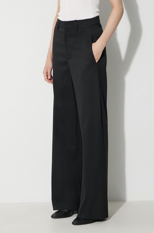 MM6 Maison Margiela Hlače s primjesom vune MM6 Maison Margiela Pants boja: crna, ravni kroj, visoki struk, S62KB0178