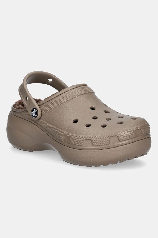 Crocs Natikače Crocs Classic Platform Lined Clog za žene, boja: smeđa, s platformom, 207938.196