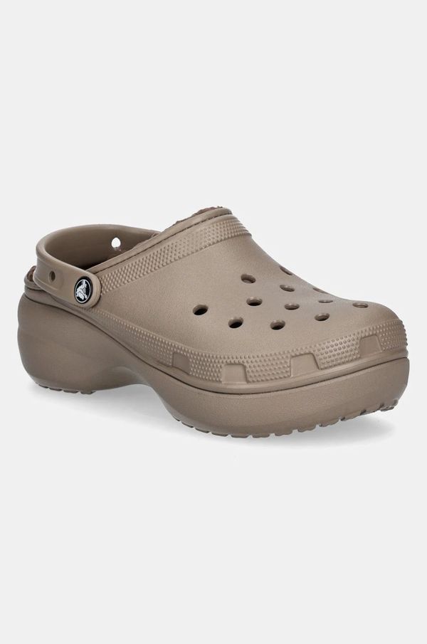 Crocs Natikače Crocs Classic Platform Lined Clog za žene, boja: smeđa, s platformom, 207938.197