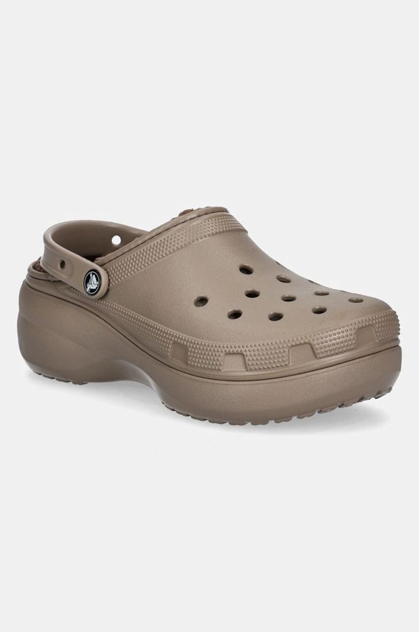 Crocs Natikače Crocs Classic Platform Lined Clog za žene, boja: smeđa, s platformom, 207938.198