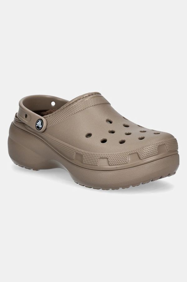 Crocs Natikače Crocs Classic Platform Lined Clog za žene, boja: smeđa, s platformom, 207938.199