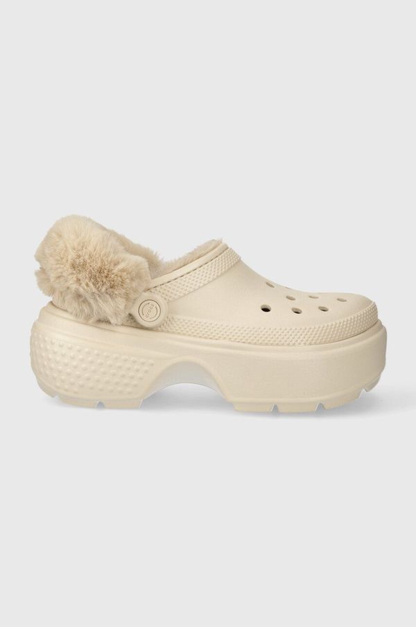 Crocs Natikače Crocs Stomp Lined Clog za žene, boja: bež, s platformom, 208546
