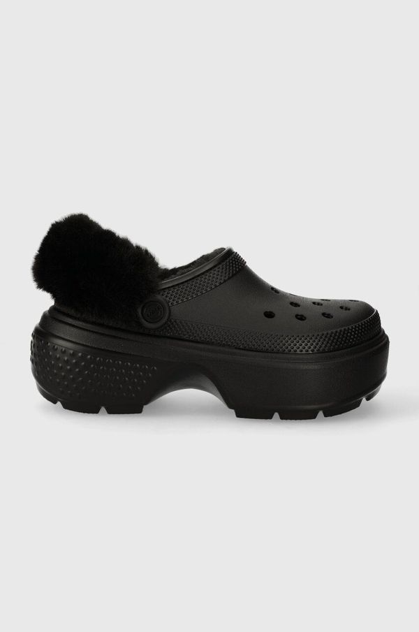 Crocs Natikače Crocs Stomp Lined Clog za žene, boja: crna, s platformom, 208546