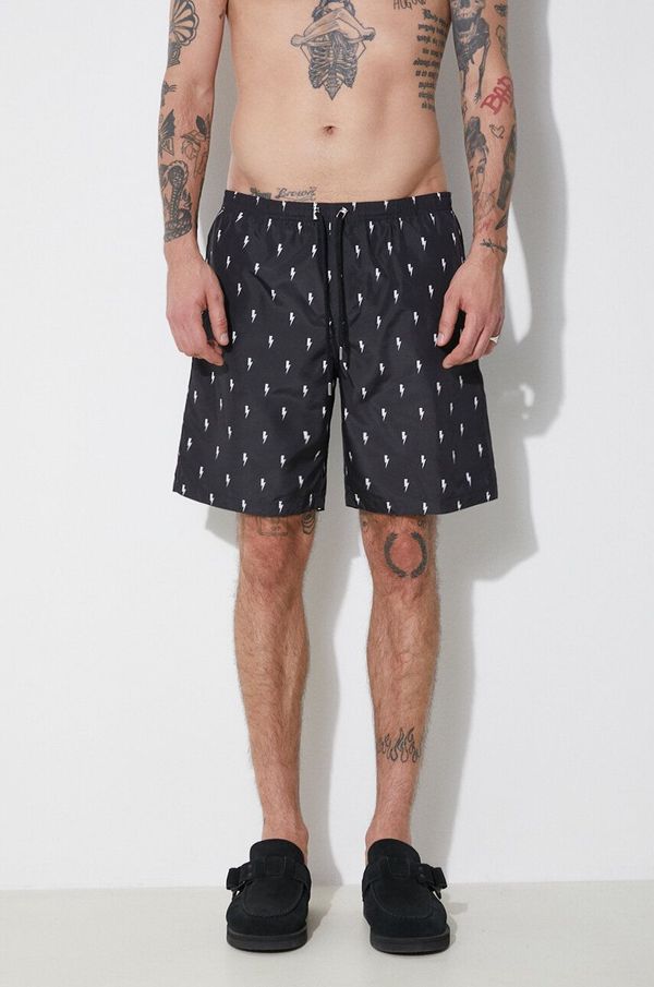 Neil Barrett Kratke hlače za kupanje Neil Barrett All-Over Micro Bolts Swim Long Shorts boja: crna, MY58026B-Y068-524N