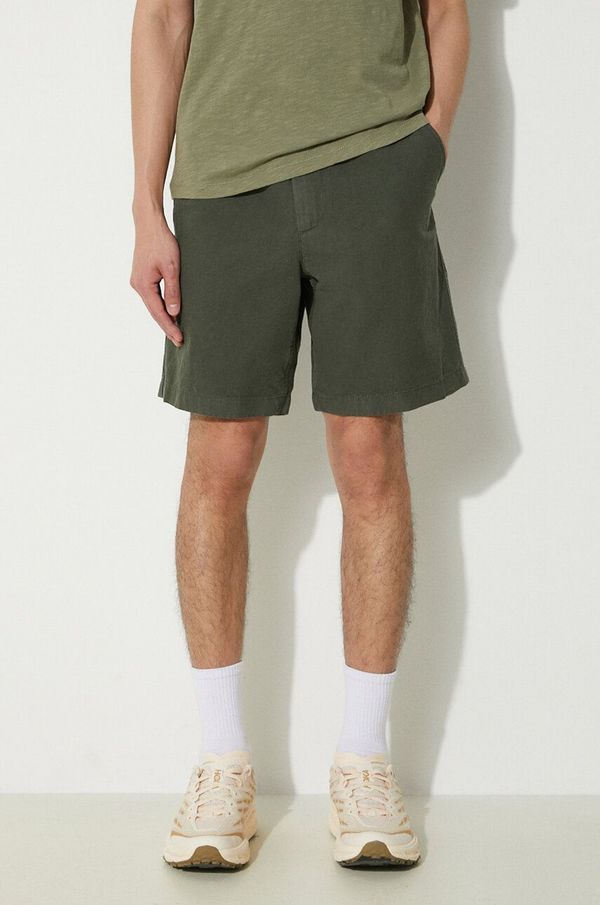 Norse Projects Kratke hlače s dodatkom lana Norse Projects Ezra Relaxed Cotton boja: zelena, N35.0614.8022
