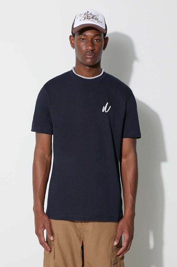 Norse Projects Pamučna majica Norse Projects Johannes Organic Chain Stitch boja: tamno plava, s aplikacijom, N01-0648-7004