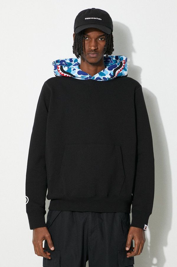 A Bathing Ape Pamučna dukserica A Bathing Ape Abc Camo Shark Pullover Hoodie za muškarce, boja: crna, s kapuljačom, s tiskom, 1J80114006