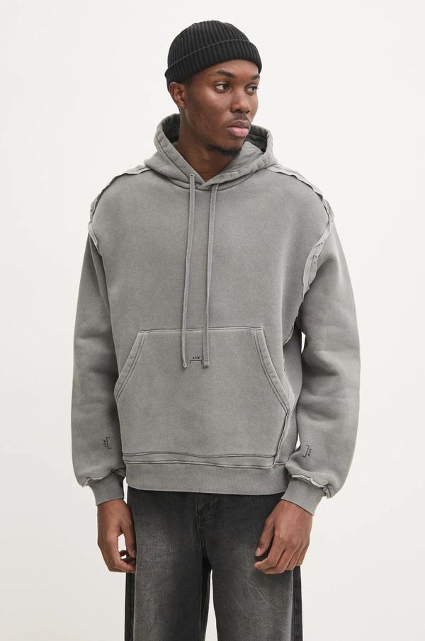 A-COLD-WALL* Pamučna dukserica A-COLD-WALL* Facade Hoodie za muškarce, boja: siva, s kapuljačom, bez uzorka, ACWMW200