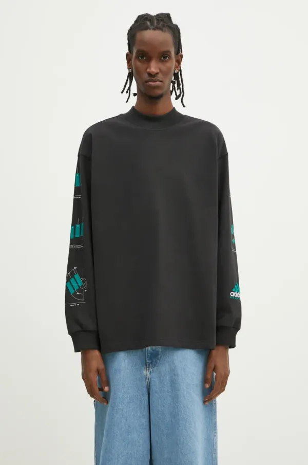 adidas Originals Pamučna dukserica adidas Originals EQT Gfx Tee Longsleeve za muškarce, boja: crna, s tiskom, JN4849