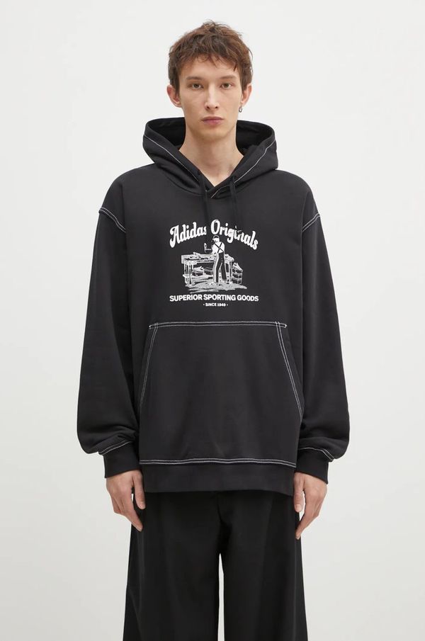 adidas Originals Pamučna dukserica adidas Originals Wabash za muškarce, boja: crna, s kapuljačom, s tiskom, JP4483