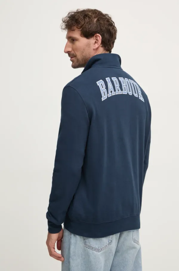 Barbour Pamučna dukserica Barbour za muškarce, boja: tamno plava, s aplikacijom, MOL0666NY91