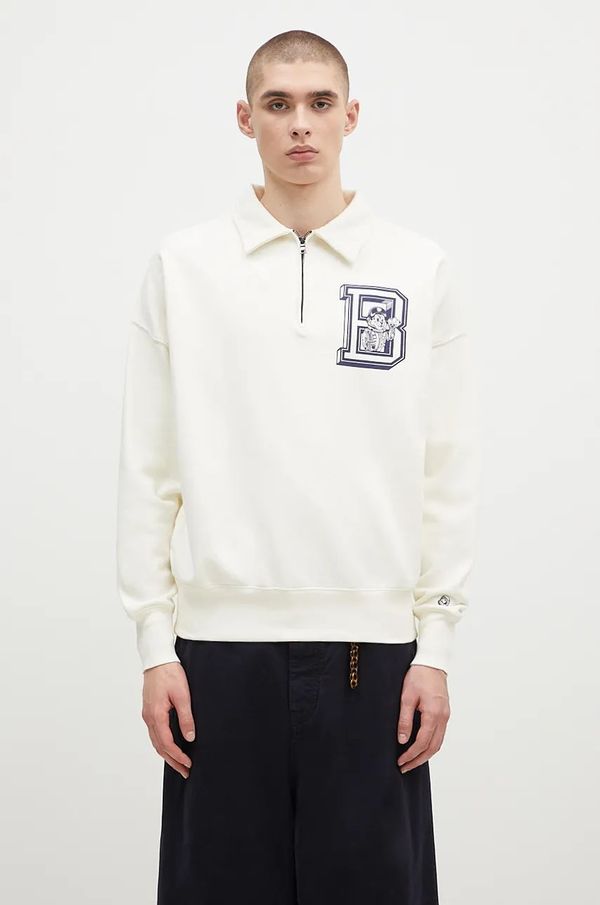 Billionaire Boys Club Pamučna dukserica Billionaire Boys Club College Quarter Zip za muškarce, boja: bež, s tiskom, B24343