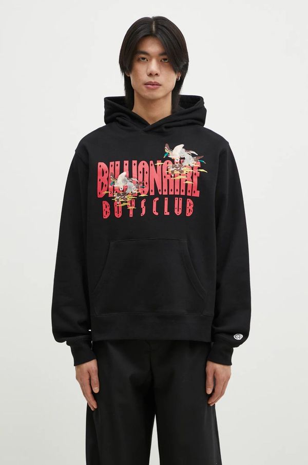 Billionaire Boys Club Pamučna dukserica Billionaire Boys Club Duck Embroidered Straight Logo Popover za muškarce, boja: crna, s kapuljačom, s tiskom, B24450