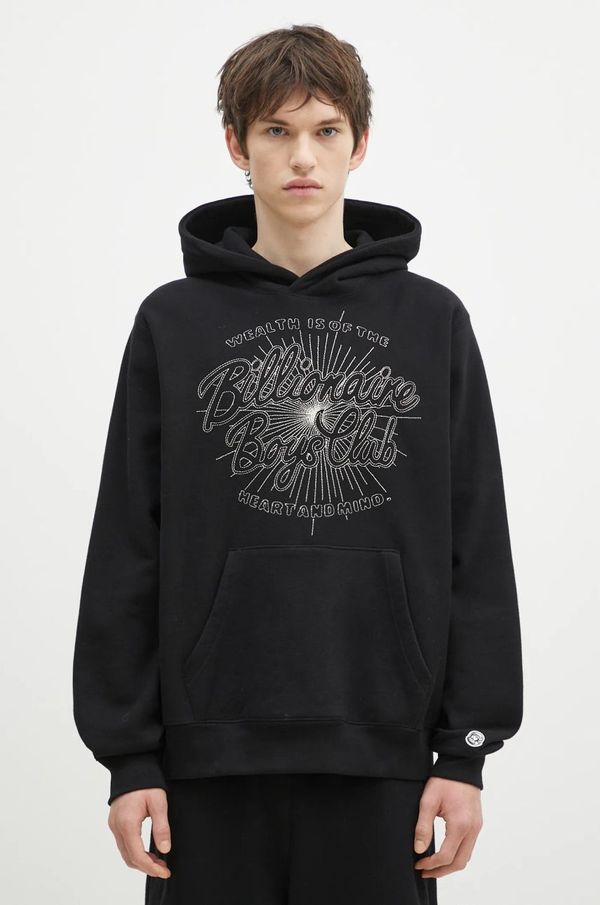 Billionaire Boys Club Pamučna dukserica Billionaire Boys Club Script Logo Chainstitch Popover Hood za muškarce, boja: crna, s kapuljačom, s aplikacijom, B24448