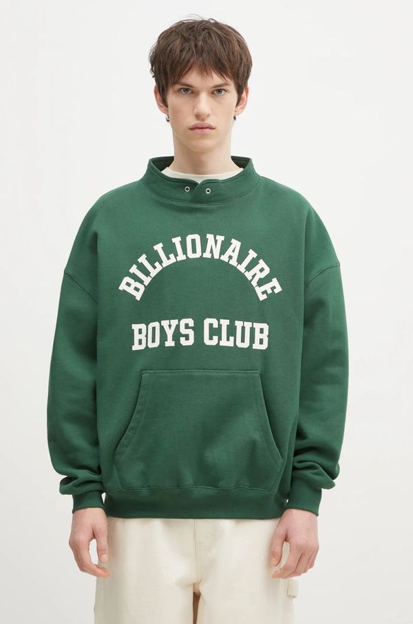Billionaire Boys Club Pamučna dukserica Billionaire Boys Club Stand Collar Sweatshirt za muškarce, boja: zelena, s tiskom, B24444