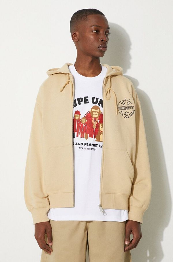 Carhartt WIP Pamučna dukserica Carhartt WIP Hooded Ablaze Jacket za muškarce, boja: bež, s kapuljačom, s aplikacijom, I033623.2ARXX