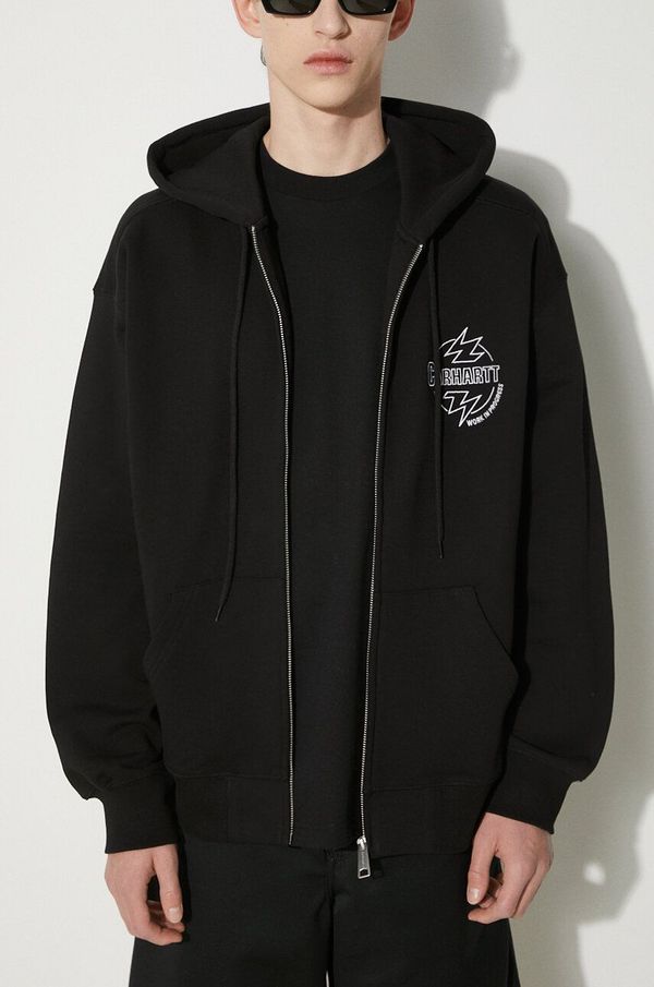 Carhartt WIP Pamučna dukserica Carhartt WIP Hooded Ablaze Jacket za muškarce, boja: crna, s kapuljačom, s aplikacijom, I033623.K02XX