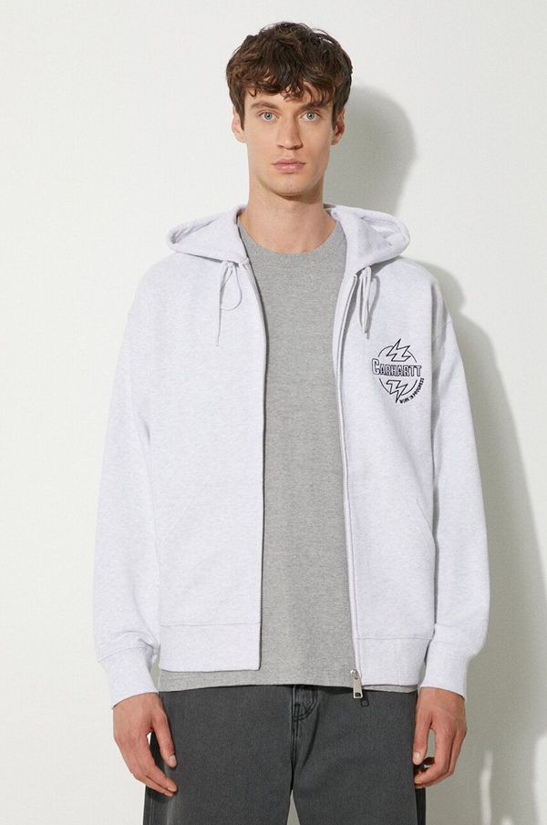 Carhartt WIP Pamučna dukserica Carhartt WIP Hooded Ablaze Jacket za muškarce, boja: siva, s kapuljačom, s aplikacijom, I033623.00OXX