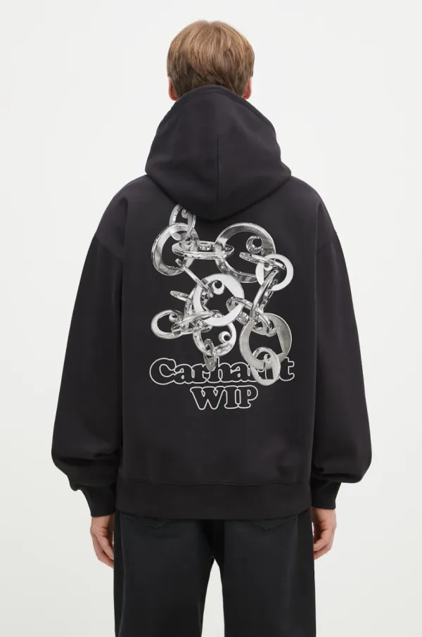 Carhartt WIP Pamučna dukserica Carhartt WIP Hooded Charm Link Sweat za muškarce, boja: crna, bez uzorka, I034423.0M406