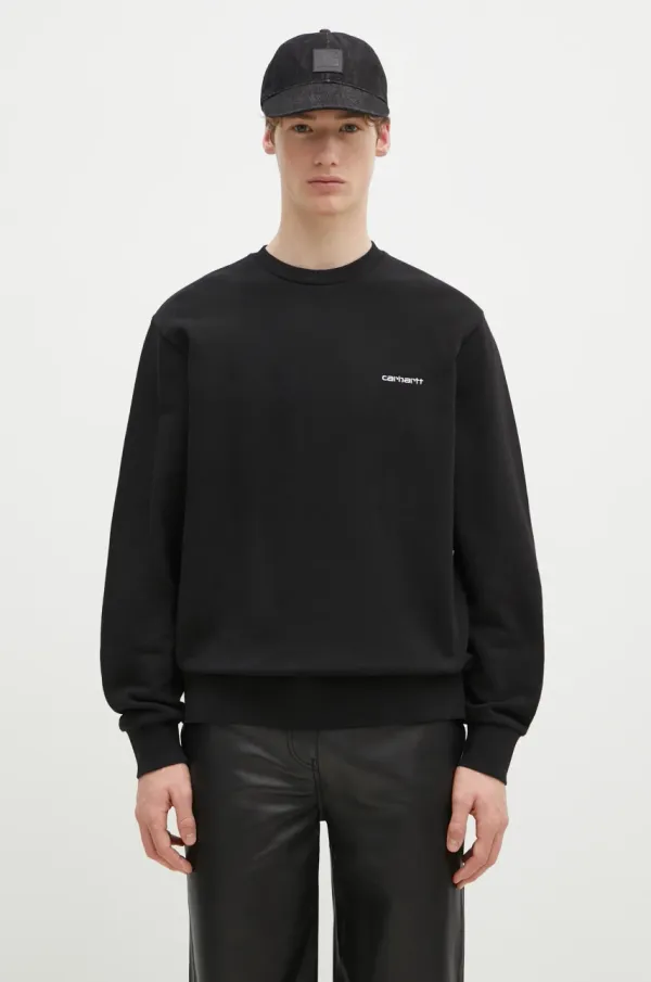 Carhartt WIP Pamučna dukserica Carhartt WIP Script Embroidery Sweat za muškarce, boja: crna, bez uzorka, I034496.0D2XX