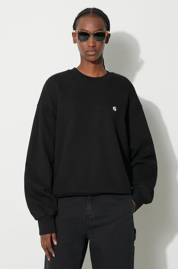 Carhartt WIP Pamučna dukserica Carhartt WIP za žene, boja: crna, s aplikacijom