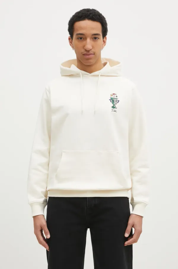 Drôle de Monsieur Pamučna dukserica Drôle de Monsieur Le Hoodie Vase za muškarce, boja: bež, s kapuljačom, s aplikacijom, F-HO174-CO127-CM