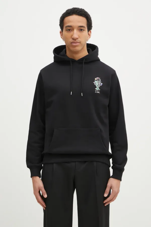 Drôle de Monsieur Pamučna dukserica Drôle de Monsieur Le Hoodie Vase za muškarce, boja: crna, s kapuljačom, s tiskom, F-HO174-CO127-BL