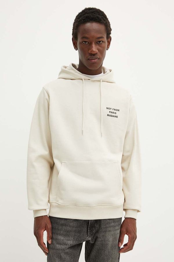 Drôle de Monsieur Pamučna dukserica Drôle de Monsieur za muškarce, boja: bež, s kapuljačom, s tiskom, PERM.HO162.CO127 Le Hoodie Slogan