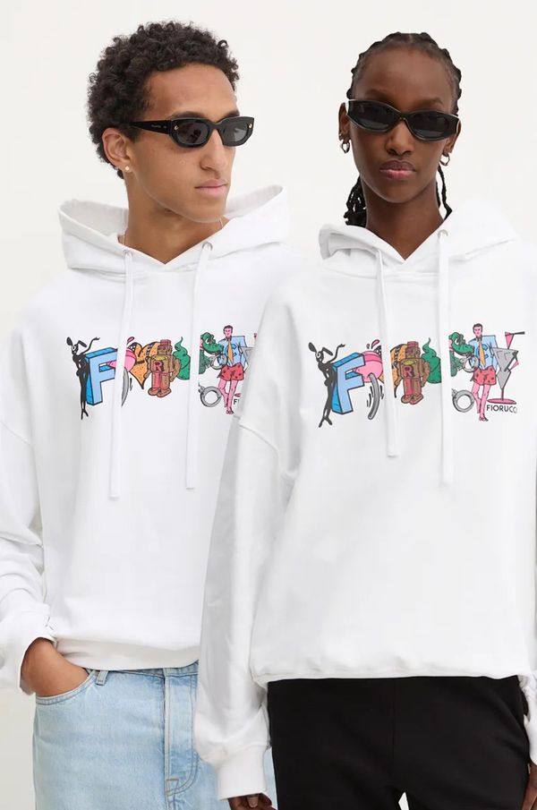 Fiorucci Pamučna dukserica Fiorucci boja: bijela, s kapuljačom, s tiskom, U01FMSHO092CJ05WH02