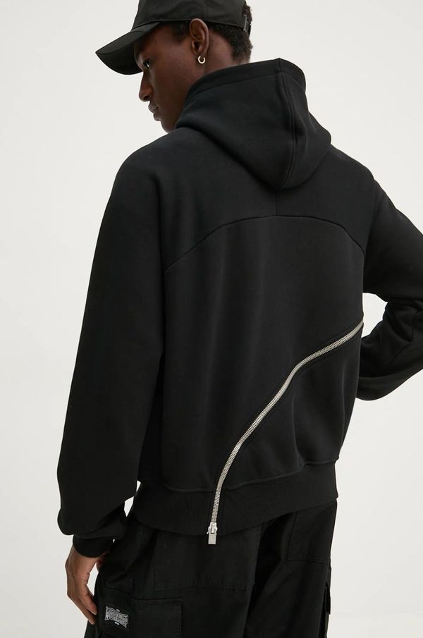 HELIOT EMIL Pamučna dukserica Heliot Emil boja: crna, s kapuljačom, bez uzorka, HE.M.08.055.BLK01