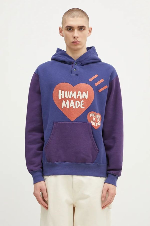 Human Made Pamučna dukserica Human Made Colorblock Hoodie za muškarce, boja: tamno plava, s kapuljačom, s tiskom, HM28CS023