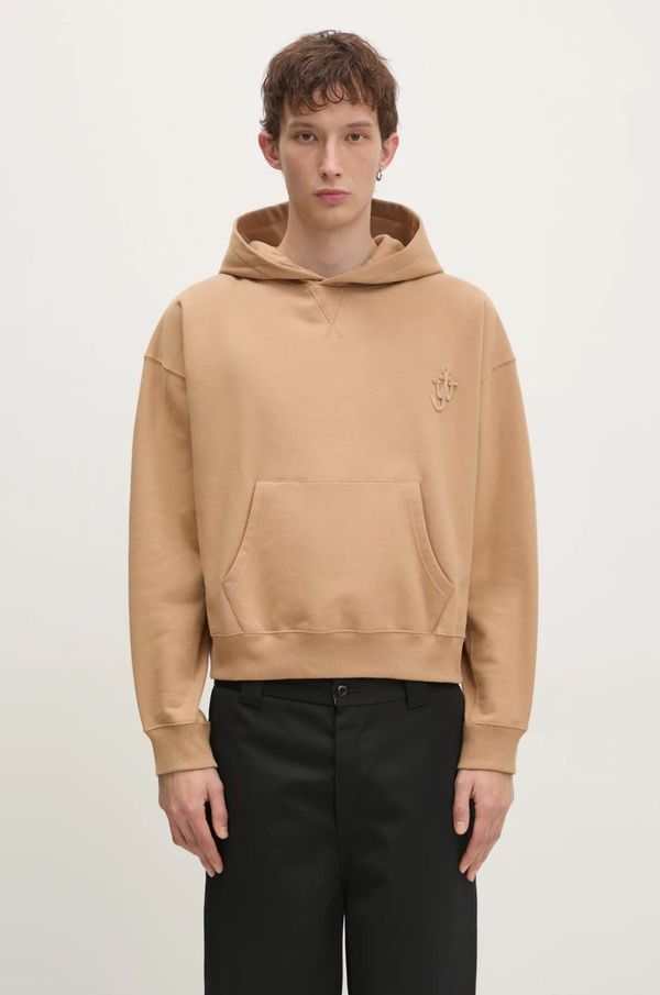 JW Anderson Pamučna dukserica JW Anderson Anchor Logo Hoodie boja: bež, s kapuljačom, s aplikacijom, JW0183.PG1631.132