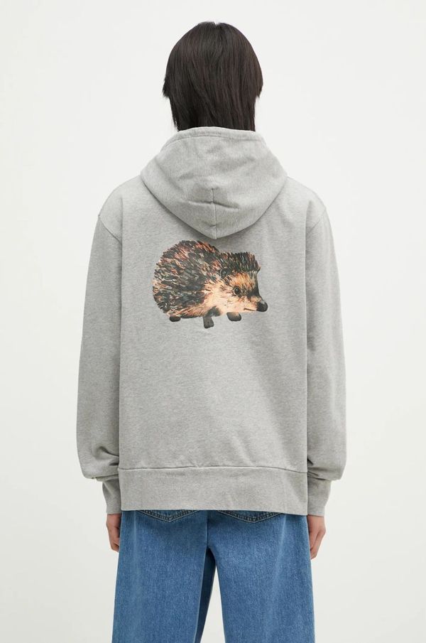 JW Anderson Pamučna dukserica JW Anderson Prickly Back Print Hoodie boja: siva, s kapuljačom, melanž, JW0210.PG1668.905