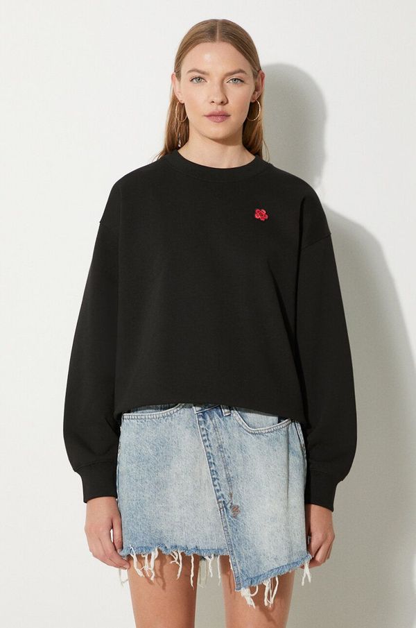 Kenzo Pamučna dukserica Kenzo Boke Crest Classic za žene, boja: crna, s aplikacijom, FE62SW1614MF.99J