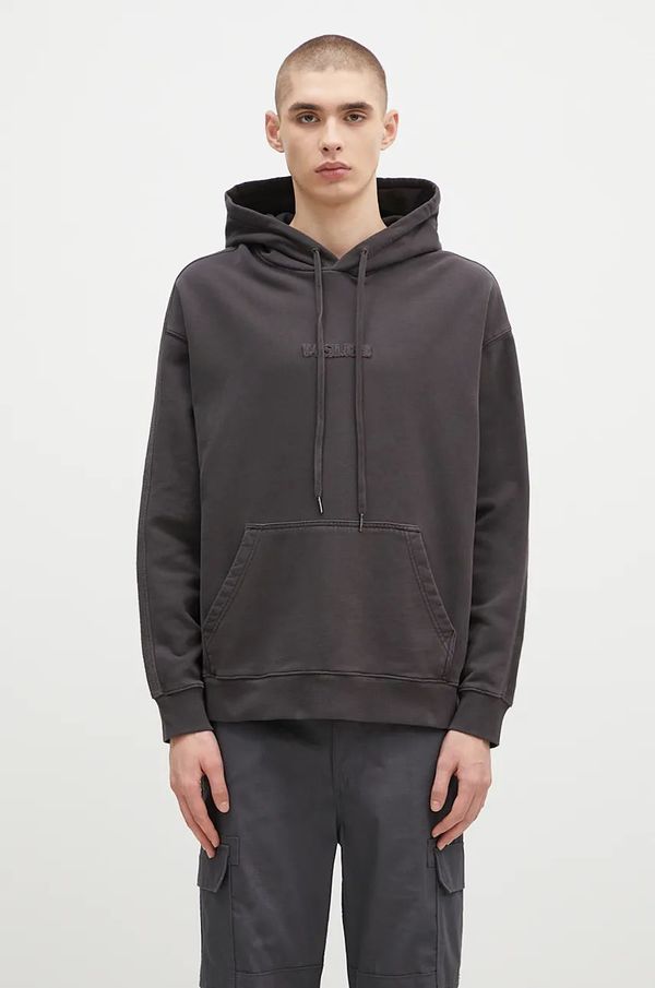 KSUBI Pamučna dukserica KSUBI Inverted Biggie Hoodie za muškarce, boja: siva, s kapuljačom, bez uzorka, MFA24FL009