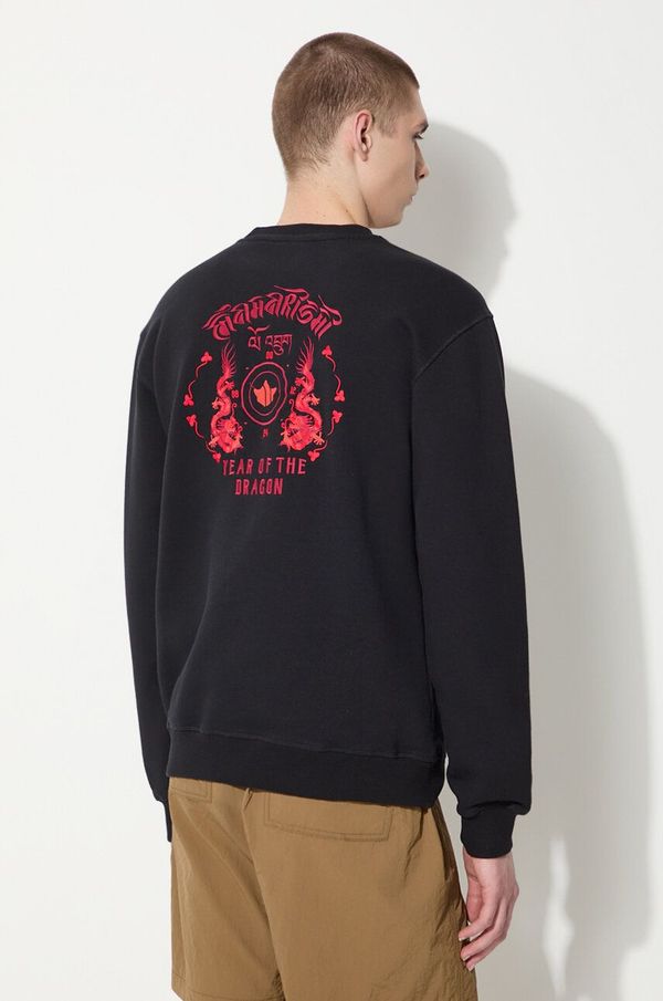 Maharishi Pamučna dukserica Maharishi Dragon Anniversary Crew Sweat za muškarce, boja: crna, s aplikacijom, 1267.BLACK