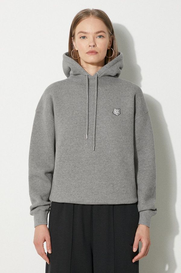 Maison Kitsuné Pamučna dukserica Maison Kitsuné Bold Fox Head Patch Comfort Hoodie za žene, boja: siva, s kapuljačom, bez uzorka, MW00704KM0307