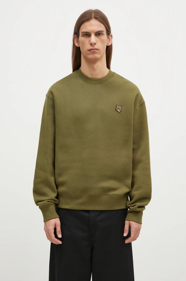 Maison Kitsuné Pamučna dukserica Maison Kitsuné Bold Fox Head Patch za muškarce, boja: zelena, s aplikacijom, MM00316KM0307