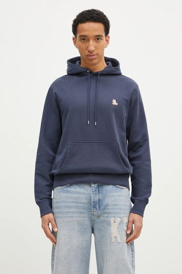 Maison Kitsuné Pamučna dukserica Maison Kitsuné Chillax Patch Regular Hoodie za muškarce, boja: tamno plava, s kapuljačom, s aplikacijom, LM00706KM0001