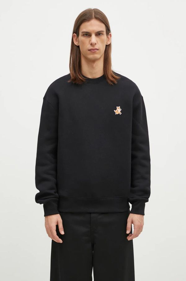 Maison Kitsuné Pamučna dukserica Maison Kitsuné Speedy Fox Patch za muškarce, boja: crna, s aplikacijom, MM00313KM0307