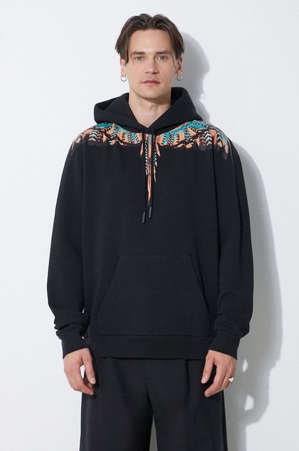 Marcelo Burlon Pamučna dukserica Marcelo Burlon Grizzly Wings Regular Hoodie za muškarce, boja: crna, s kapuljačom, s tiskom, CMBB007S24FLE0021020