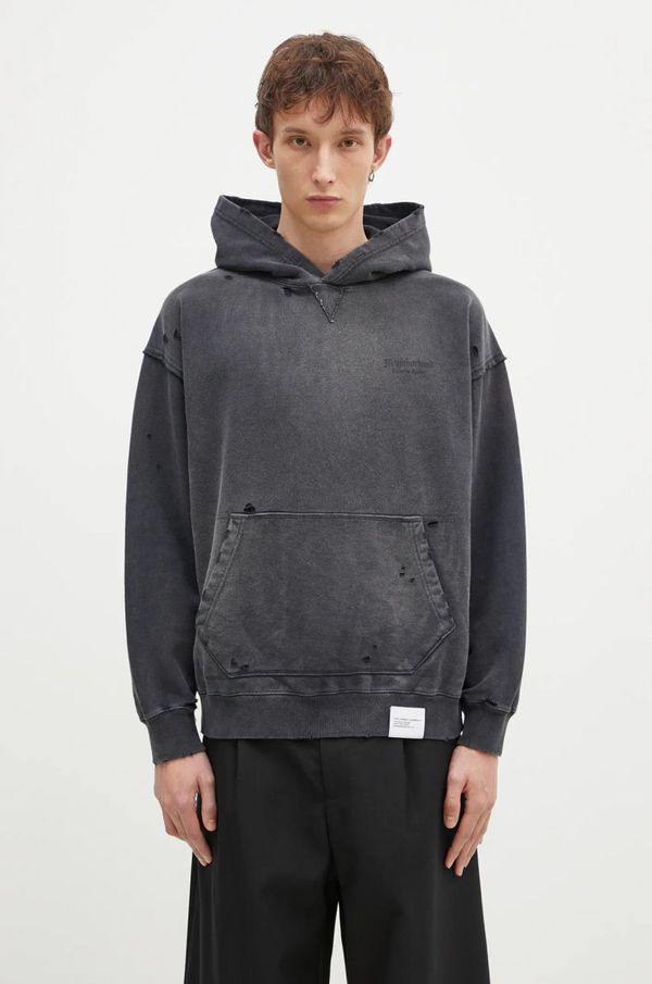 Neighborhood Pamučna dukserica NEIGHBORHOOD za muškarce, boja: crna, s kapuljačom, bez uzorka, 242OKNH.CSM02