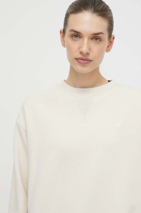 New Balance Pamučna dukserica New Balance za žene, boja: bež, bez uzorka