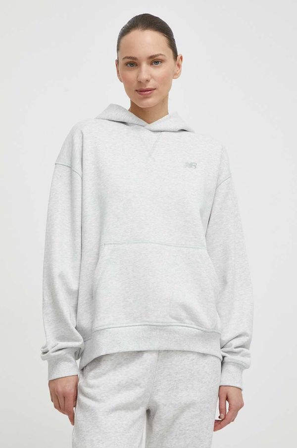 New Balance Pamučna dukserica New Balance za žene, boja: siva, s kapuljačom, melanž, WT41537AHH