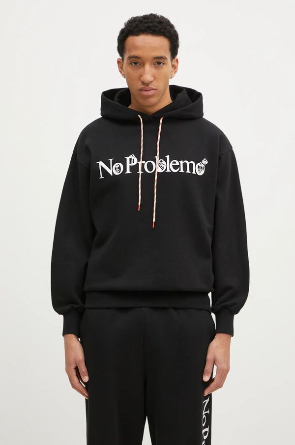 No Problemo Pamučna dukserica No Problemo Funghi Problemo za muškarce, boja: crna, s kapuljačom, s tiskom, NP20014.02