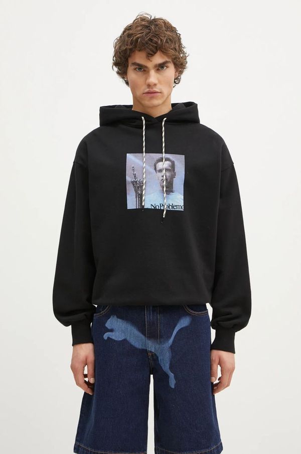 No Problemo Pamučna dukserica No Problemo I ll Be Back Hoodie za muškarce, boja: crna, s kapuljačom, s tiskom, NP20015.02