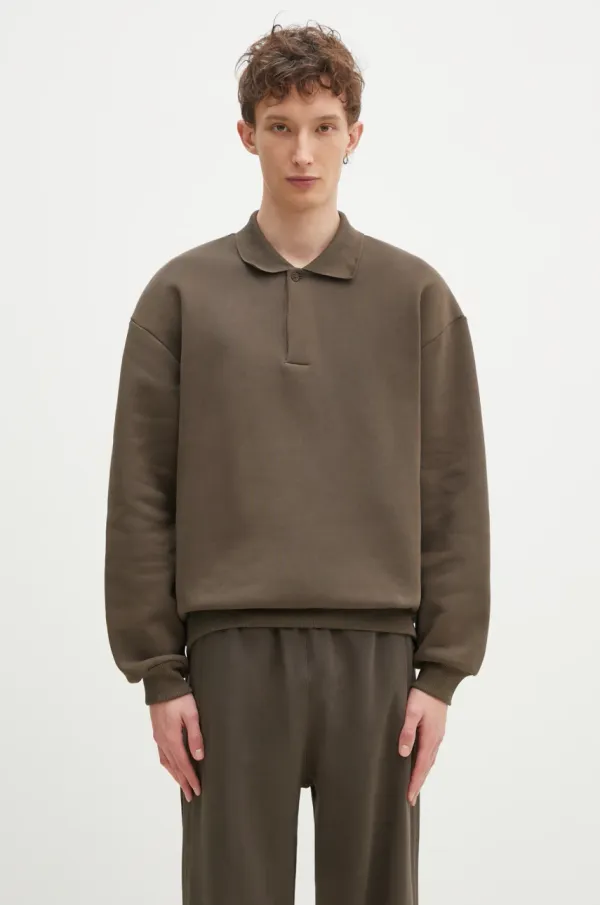 PANGAIA Pamučna dukserica Pangaia boja: zelena, bez uzorka, 10002010