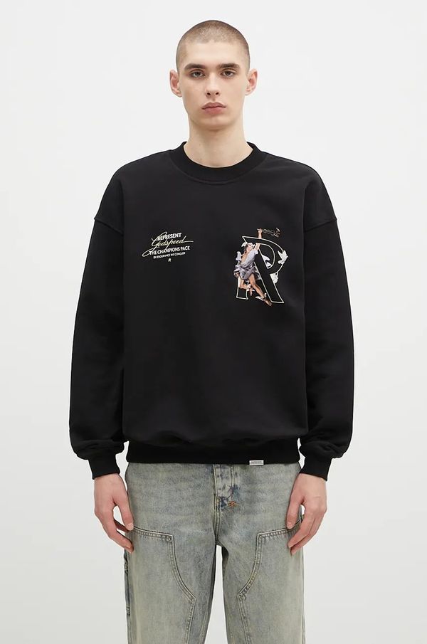 Represent Pamučna dukserica Represent Hermes Sweater za muškarce, boja: crna, s tiskom, MLM4597.001
