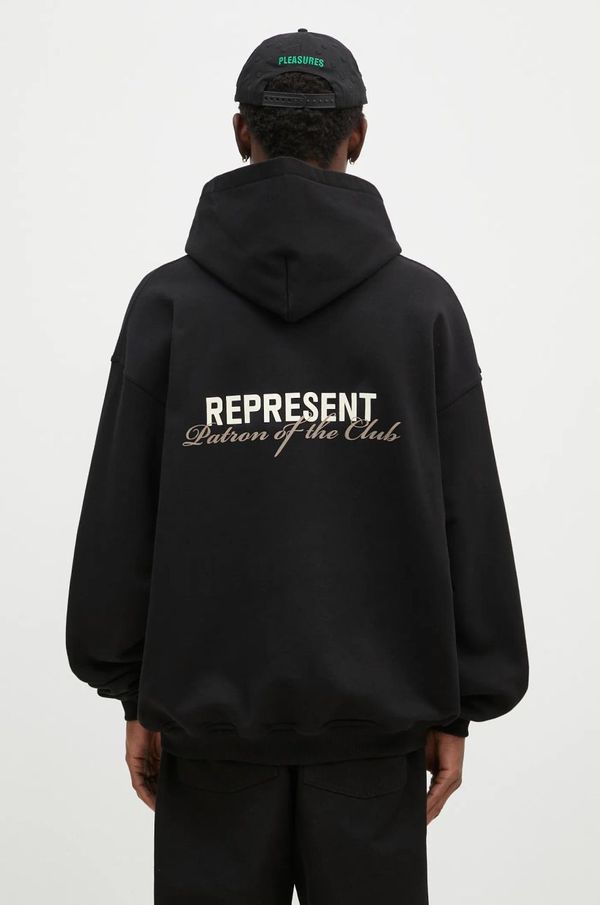 Represent Pamučna dukserica Represent Patron Of The Club Hoodie za muškarce, boja: crna, s kapuljačom, s tiskom, MLM4270.001